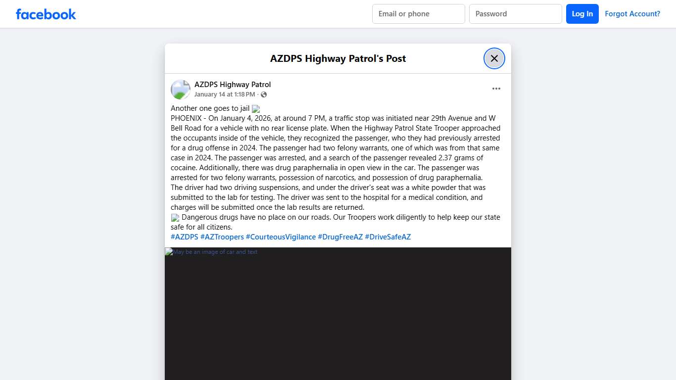 Another one goes to jail 🎵 PHOENIX... - AZDPS Highway Patrol Facebook